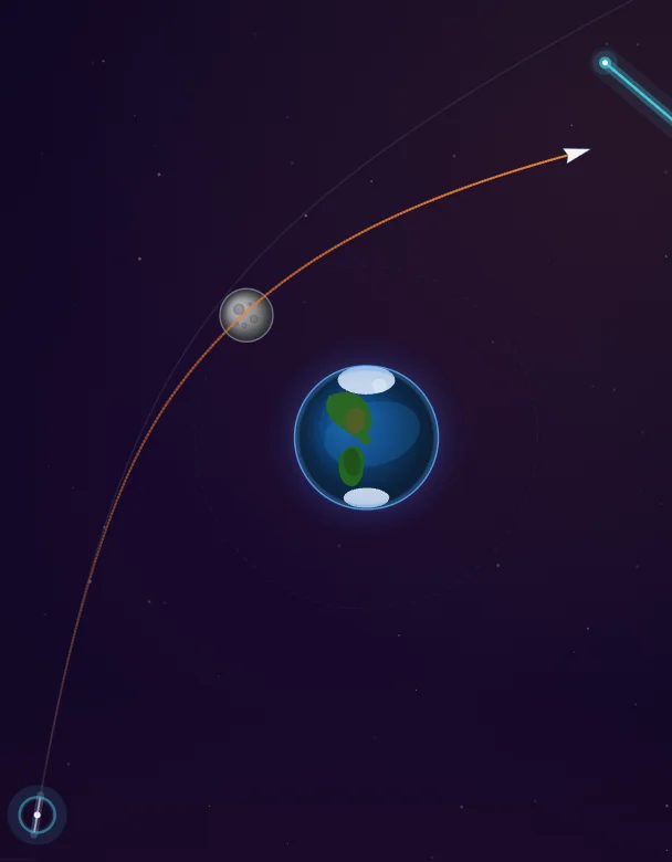 Past the Moon now, the ship's arrow points straight at the glowing gate. Seconds left on the clock.